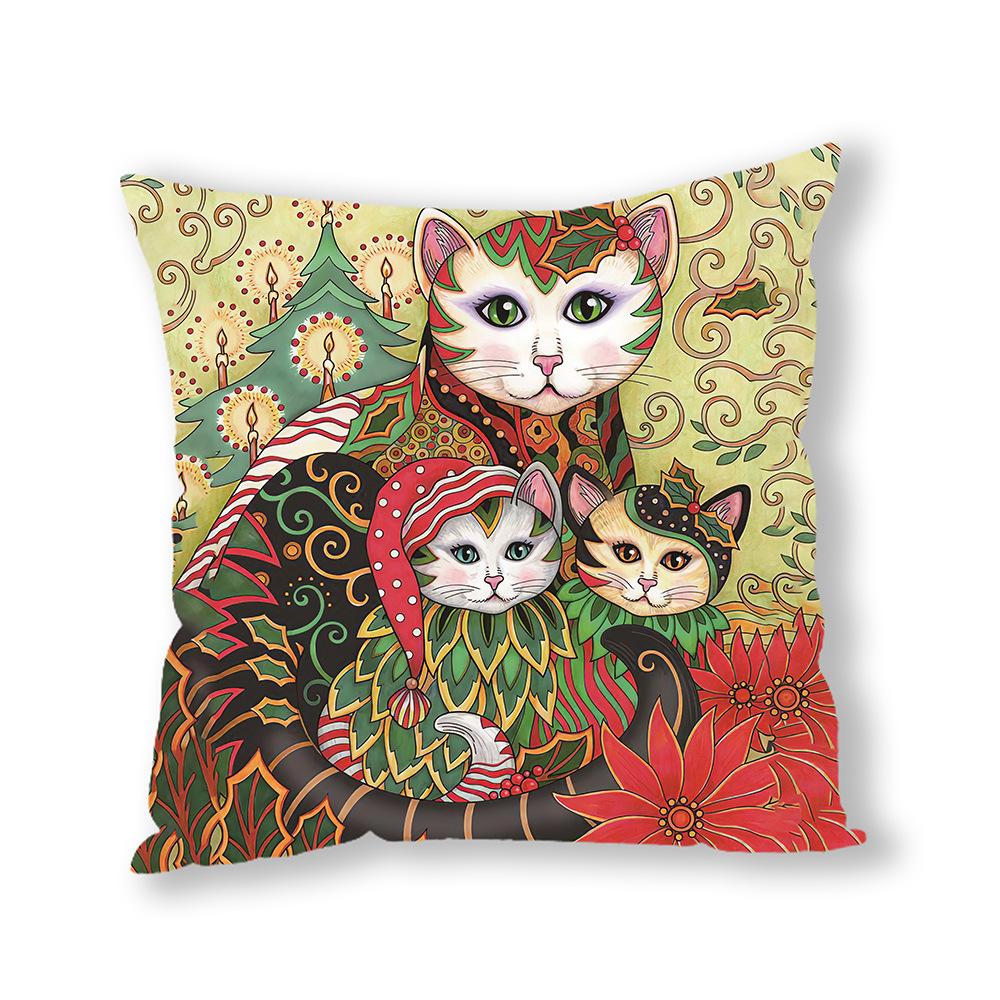 Plush Oil Painting Cat Printing Pillow Cover Abstract Nordic Sofa Car Quilt Cover Premium Durable Quality Useful