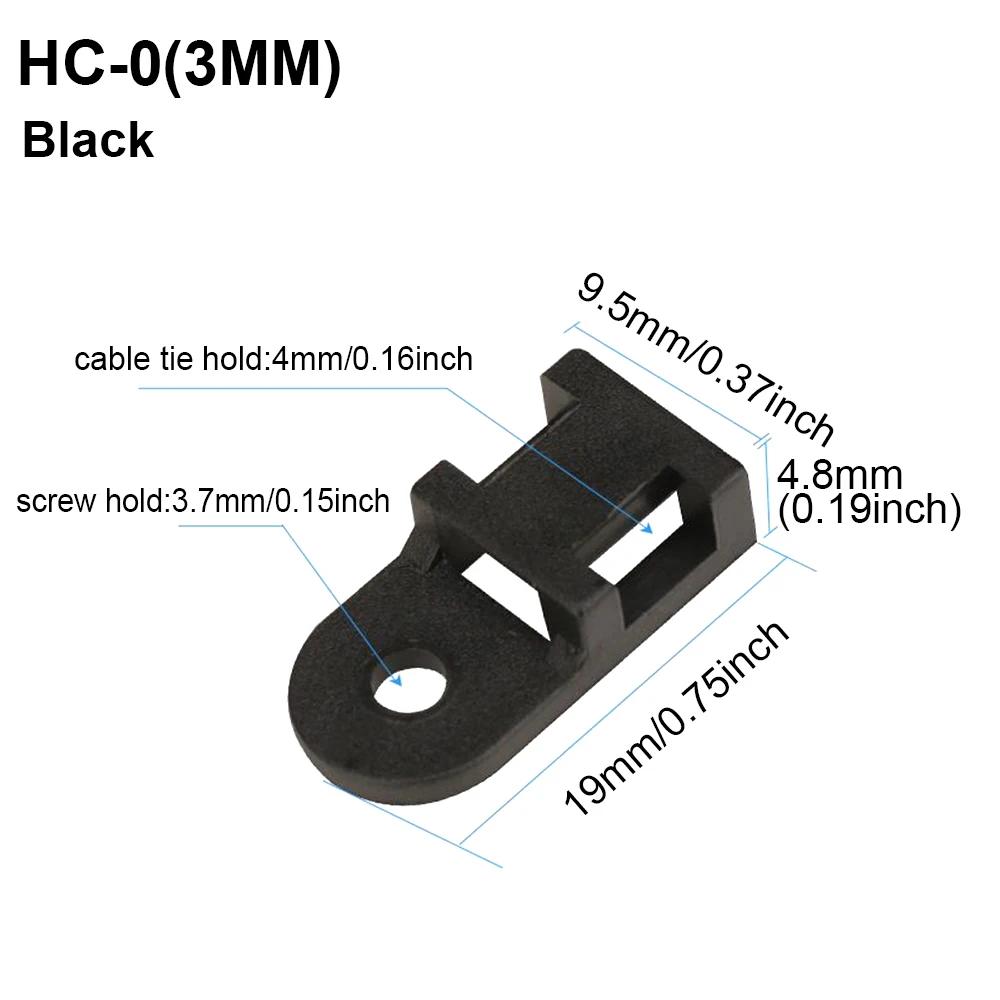 100Pcs Cable Tie Saddle Type Plastic Mount Base Wire Holder Fixing Seat Charging Data Line Winder Nylon HC-0~ HC-7,HC-1S~HC~2S