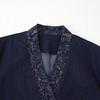 Womens Trendy Jacquard Denim Kimono Jacket Street Style Loose Fit V-Neck Tie Front Outerwear