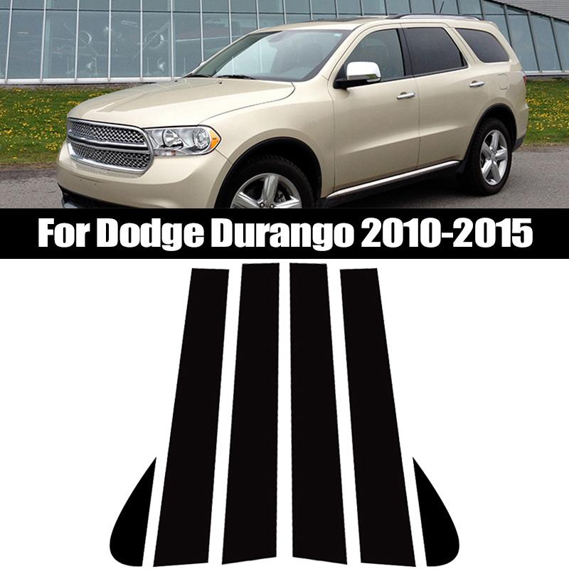 6Pcs Fit For Dodge Durango 2010-2015 Glossy Black PC Material Mirror Effect Car Door Window Center Middle BC Pillar Post Column Cover Trim