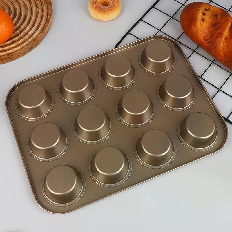 Molde para Magdalenas de 4/6/12 Tazas Bandeja para Muffins Molde para Magdalenas Molde para Muffins Molde para Hornear de Acero al Carbono Utensilios de Cocina Antiadherentes Molde para Pasteles de Microondas