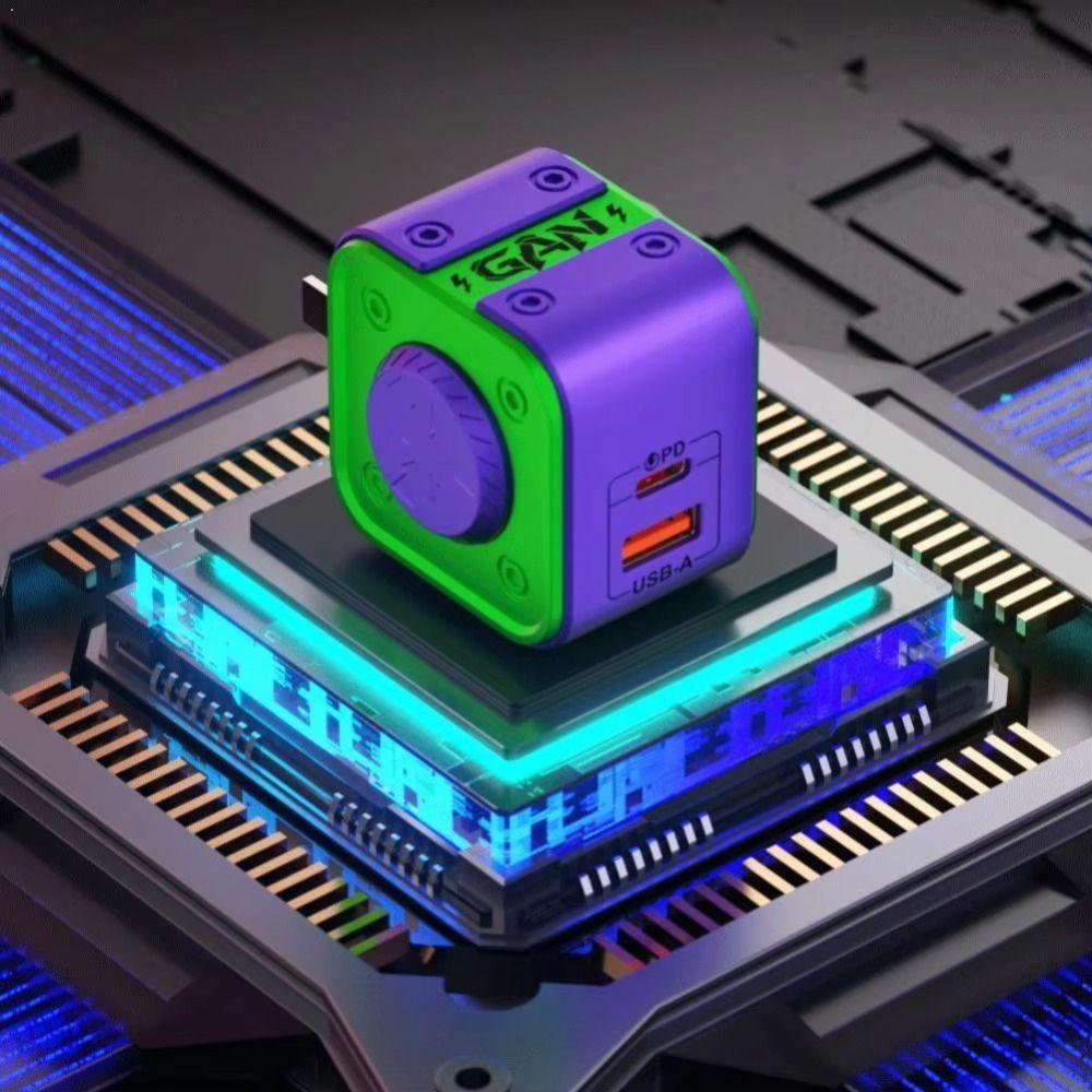 30W Power GaN Gyroscope Charger Dual Ports Fidget Spinner Charger 30W GaN Fast Charger Travel Use
