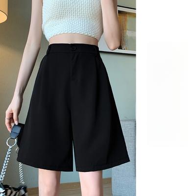 Fünf-Punkte-Hose Drapierter Anzug Shorts Damen Sommer Locker und Dünn Oberbekleidung Weitbeinige Gerade Hose