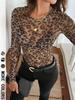 2026 European & American Women's Sexy Leopard Mesh Print Dress