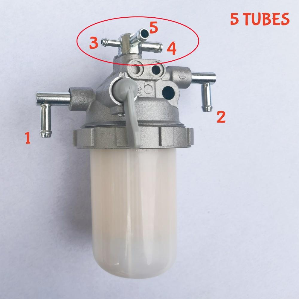 Fuel Filter 129612-55620 129100-55621 Fuel Water Separation Assembly 4/5 Tubes For Yanmar PC30/35 40/45 50/55