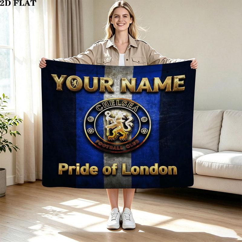 1PC Chelsea F Custom Name Patterned Flannel Blanket Suitable For All Seasons for Home Decor Warmth and Comfort Gifts Holiday Present