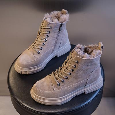 Sneakers Women Warm Fashion Ankle Boots Plush Fur Keep Warm Woman Shoes Lace Up Round Toe Shoes Comrfortable Shoes Women 658