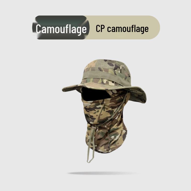 Camouflage Winddichter Fischerhut & Sonnenschutzmasken-Set für Outdoor-Aktivitäten