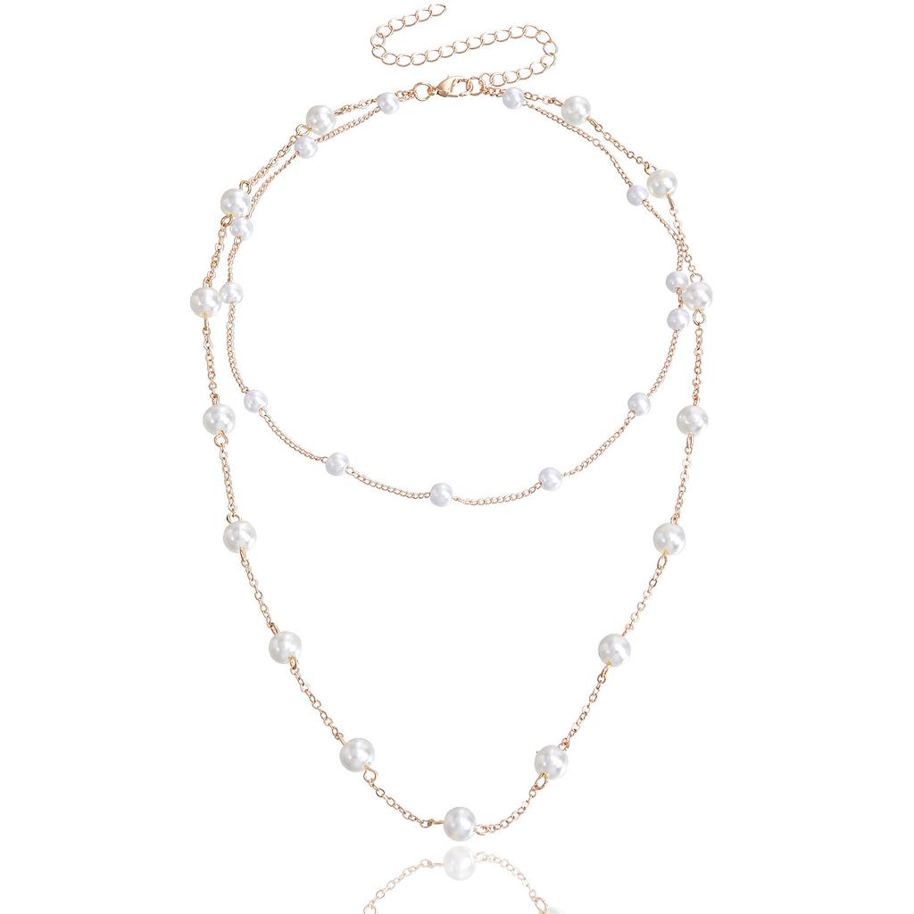 Trend Double-layer Small Hole Pearl Necklace Necklace Necklace Jewelry Women, Baroque Fashion Live Streaming Host Necklace Jewelry