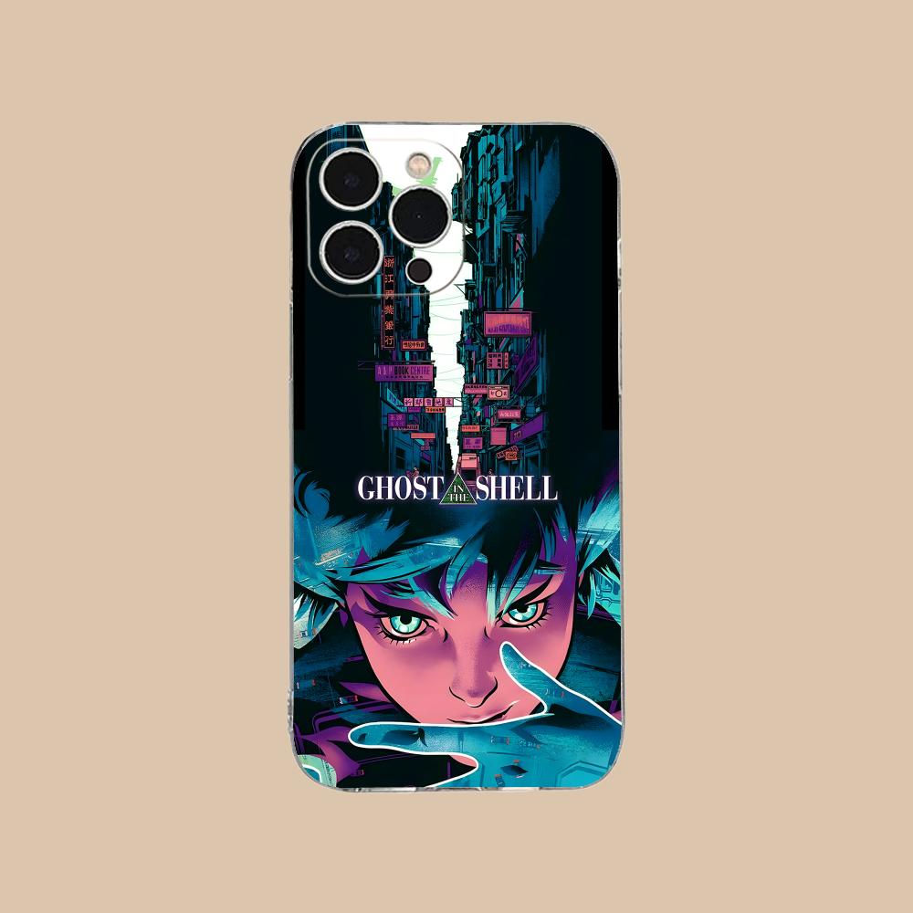 Ghost Shell Mobile Cell Phone Case for iPhone 16 15 14 13 12 11 X XR XS 8 6 Pro Max Plus Mini Clear Colour Protective Cover