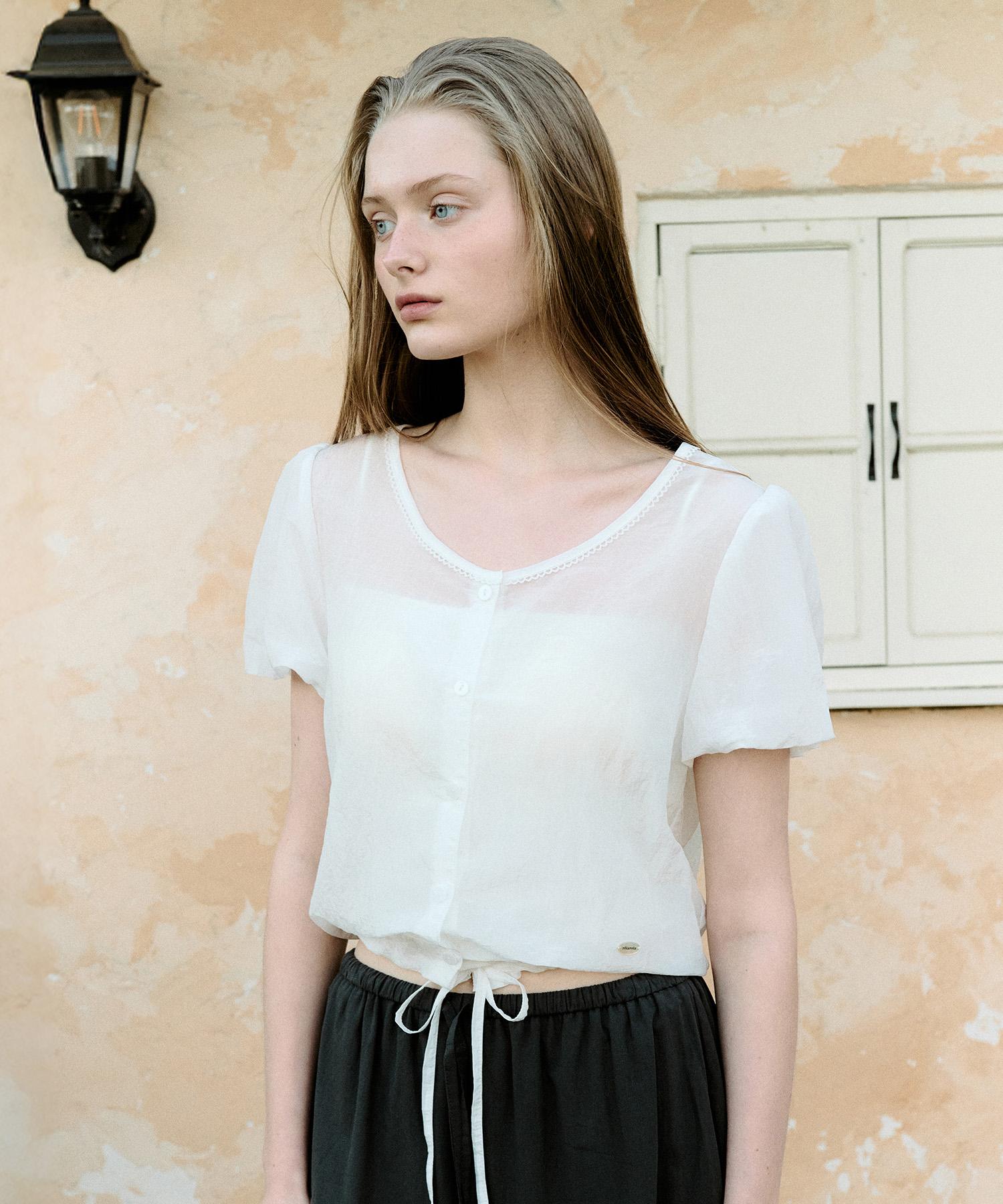 Lora Lora Ribbon String Blouse White White/Free