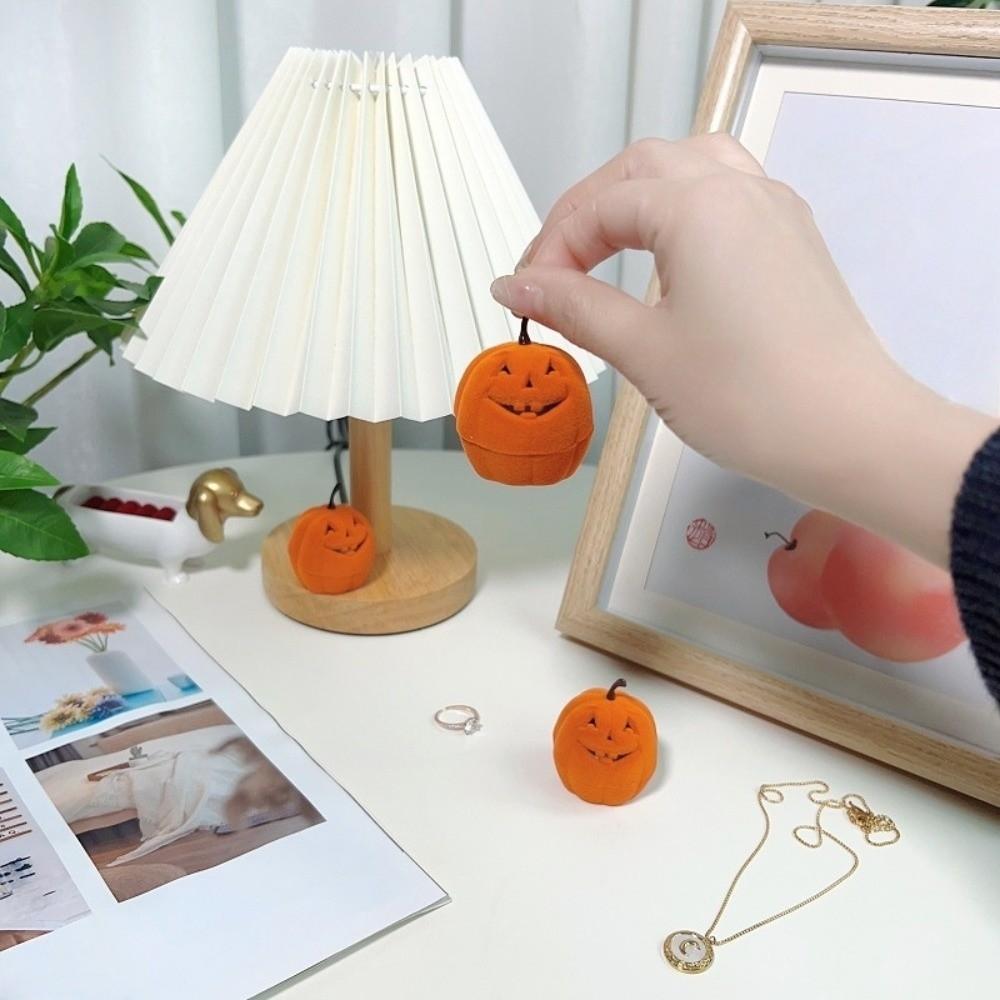 Anti-collision Pumpkin Rings Box Wedding Flannel Jewelry Organizer Marriage Anniversary