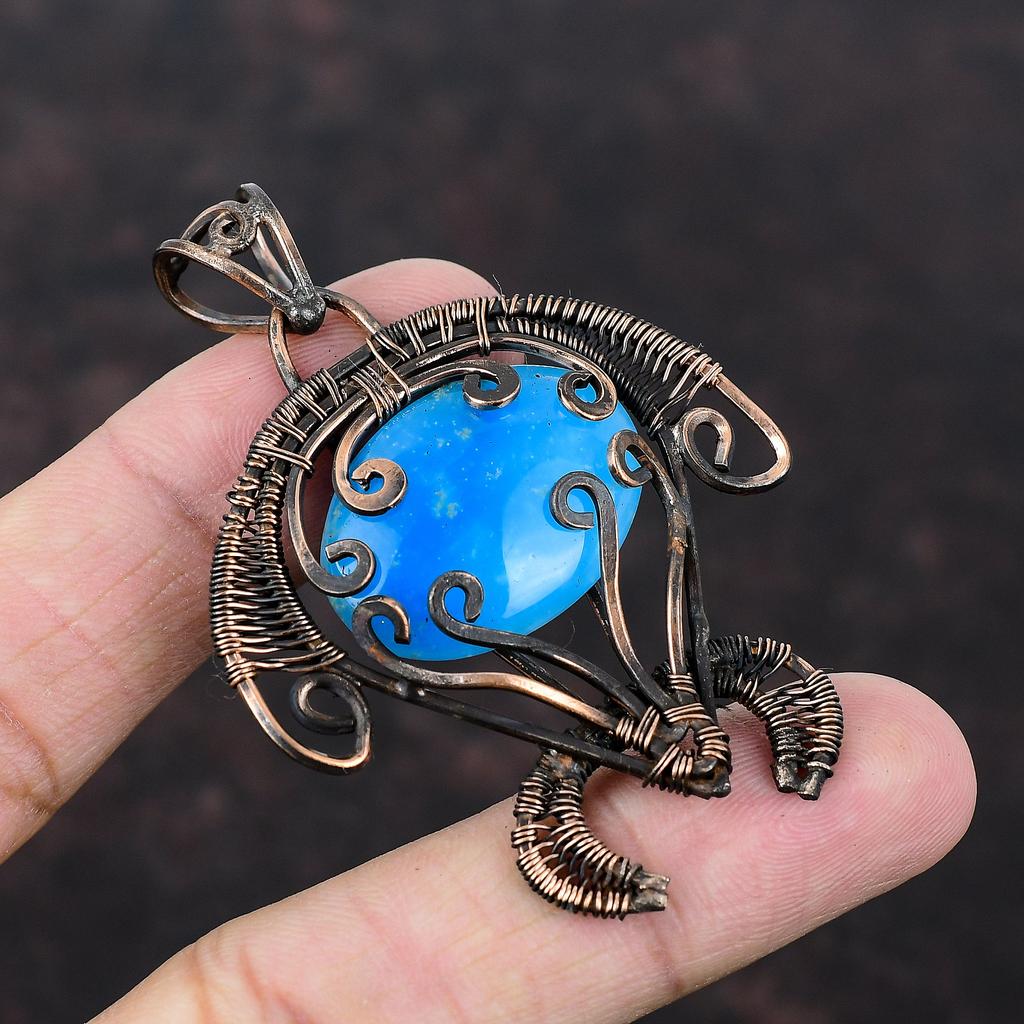 Smithsonite Pendant Copper Wire Wrapped Pendant Copper Jewelry Gemstone Pendant Handmade Tortoise Pendant Wire Wrapped Jewelry Wedding Gift