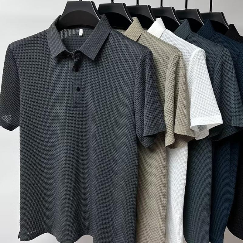 Ice Silk Men's Mesh Polo Shirt - Short-Sleeve, Shirt Collar, Cool Summer Fabric