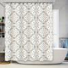 Fashionable Floral Shower Curtain With Modern Patterns For Bathroom Decor White Beige Colors Available!