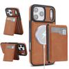 Case for iPhone 17 Pro Max - Leather/PU, Brown, With Stand
