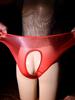 Sexy Women Sheer See Through Shiny Open Crotch Thong Plus Size Breathable Underwear Briefs Unisex Any Cut Elastic Tight T-Back