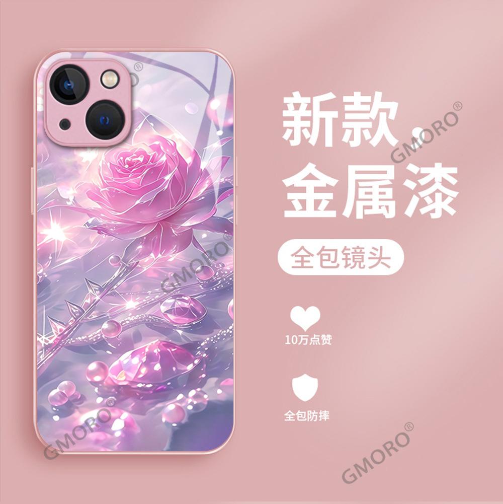 Shell pattern rose glass mobile phone case iPhone13 fairy dream premium sense Apple 17pm hard case protective case