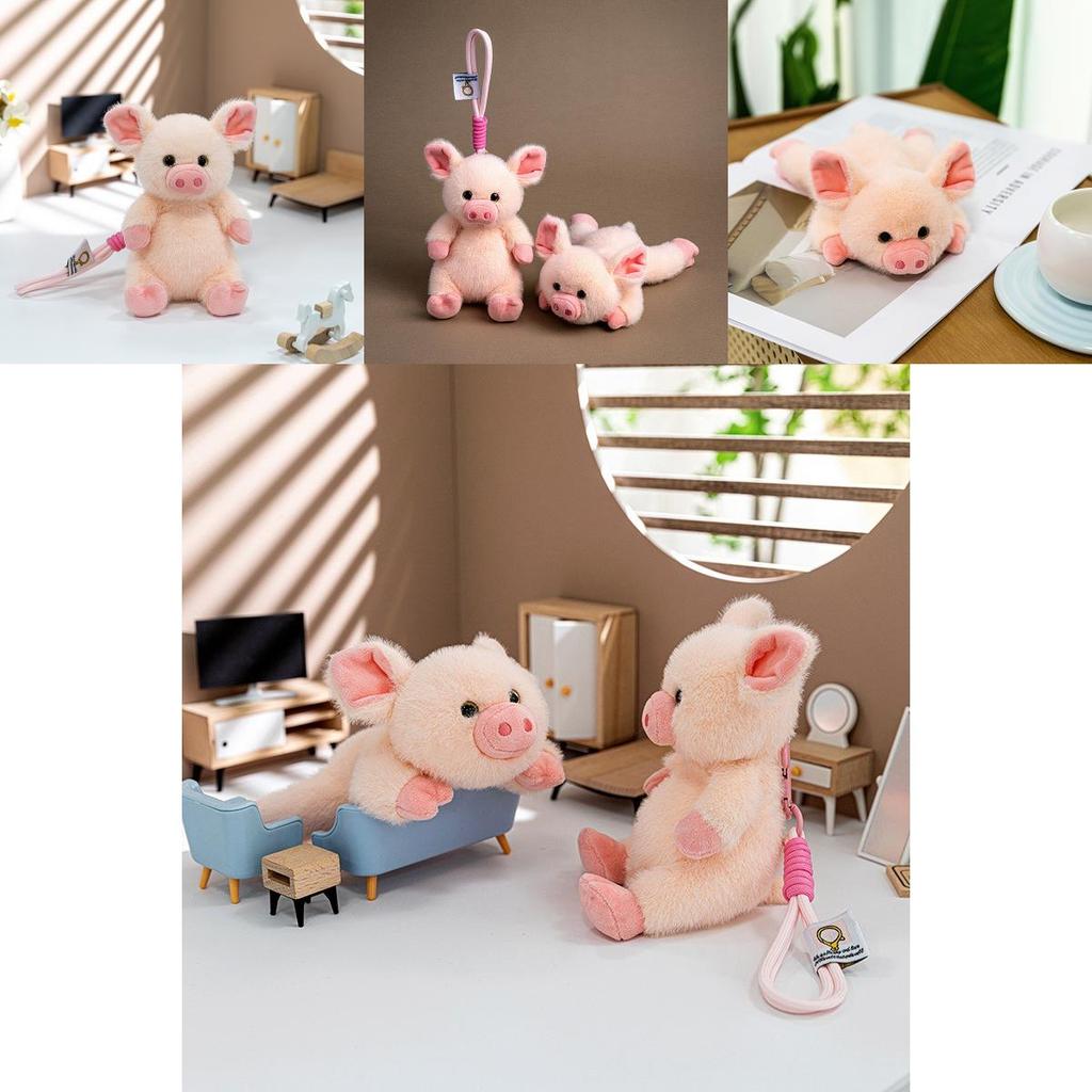 Cartoon Pig Plush Toy With Soft Short Pile For Kids Gift And Bag Decoration