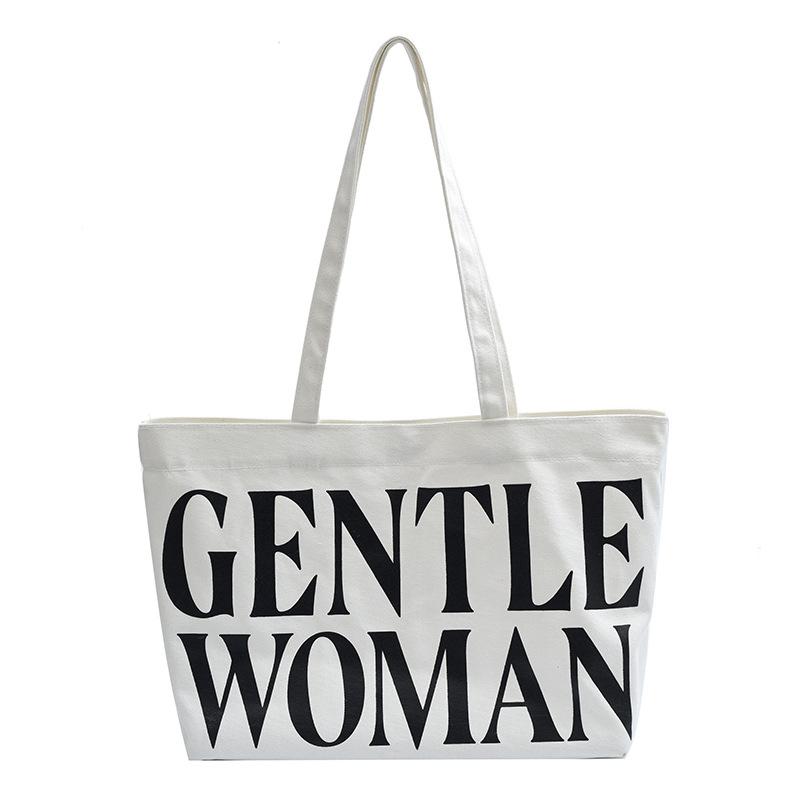 Students class large capacity alphabet canvas bag 2025 summer new tote bag fashionable shoulder handbag