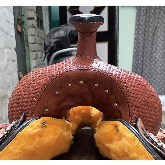 Västbrun Strip Down Läder Handkarvad Roper Ranch Sadel