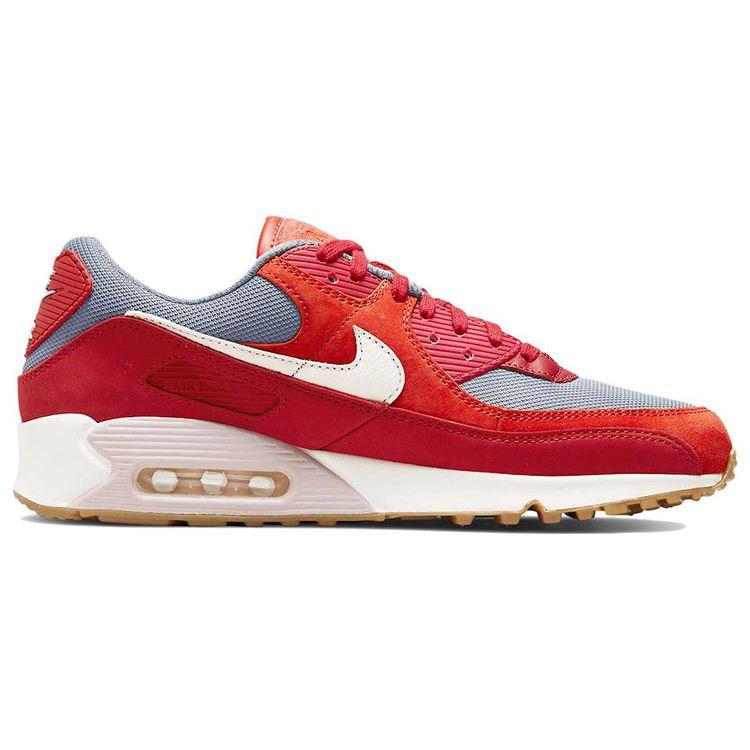 Nike Air Max 90 Premium Gym Red Men Sneakers Habanero-Red Smoke-Grey Pale-Ivory DH4621-600