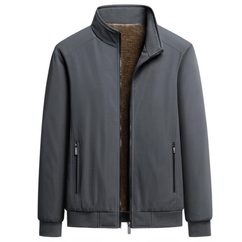 

New Men s Middle-aged and Elderly Jacket Men s Jacket with Cotton and Thickened Thermal Stand-up Collar for Leisure M серый