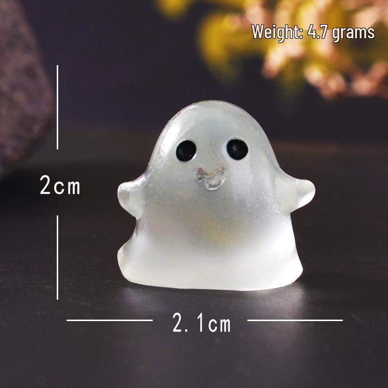 Grenzüberschreitende Halloween-Miniaturen mit Leuchteffekt im Dunkeln, Geist & Kürbis, zur Dekoration des Armaturenbretts und für Mikro-Landschaften