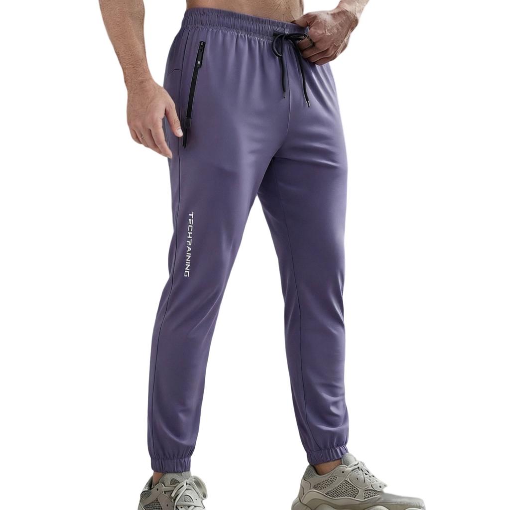 Men's Casual Pants - Men's Model With Zipped Pockets, Elastic Waist, Lightweight And Breathable Sports Pants