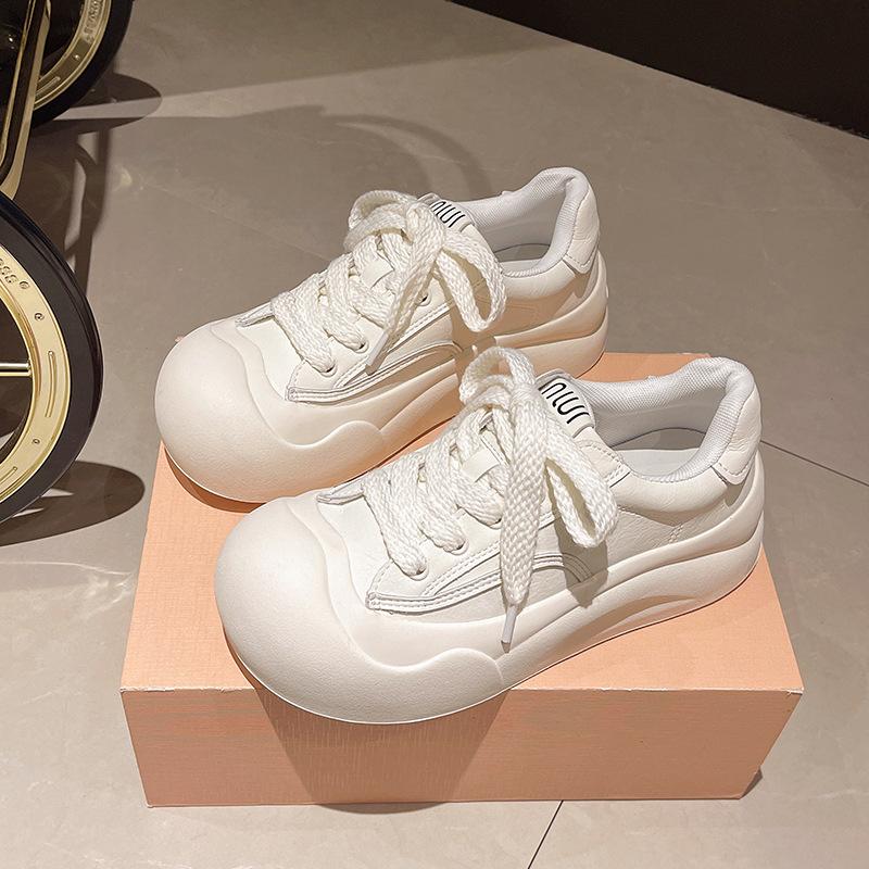 Ugly Cute Big Head Breadboard Shoes Women's 2025 Spring New Ins Sweet Platform Versatile Sports Little White Shoes Tide
