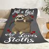 Cozy Sloth Flannel Blanket with Cozy "Just a Girl Who Loves Sloths" Design - Soft and Great for Home, Camping, Travel