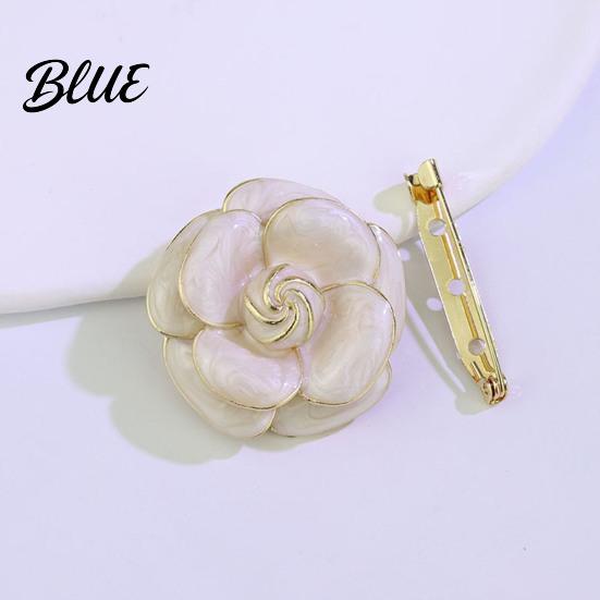 Sweater Scarf Brooch Button Camellia Shape Alloy with Glossy Glaze