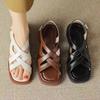 Open-toed Sandals Women's New Summer Simple Low Heel with Woven Cross Roman Sandals Large Size