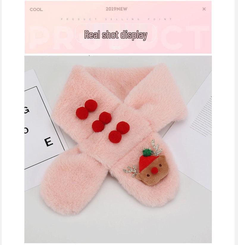 Sciarpa di Peluche Natalizia Invernale: Scaldacollo Carino in Pelliccia Sintetica a Cartoni Animati per Bambini