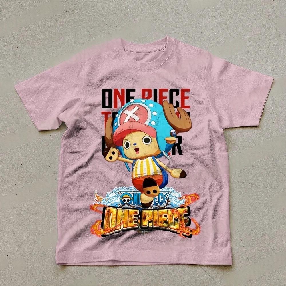 One Piece Men's T-shirt Tony Tony Chopper Summer Japan Anime Autumn Boys Children Short-sleeved Basic Punk Parent-Child Outfit