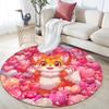 Cartoon Fox Pattern Round rug,Carpet Rug for Living Room Bedroom Playroom ,Non-slip Floor Mat,Holiday Gifts and Birthday Gifts.
