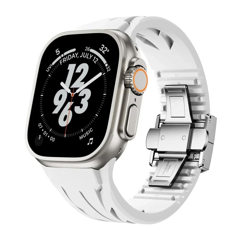 Ultra Silicone Cut To Size Band for Apple Watch 46mm 45 44mm Premium Bracelet for Iwatch Ultra3 49mm Series 11 10 9 8 7 Se 6 5 4
