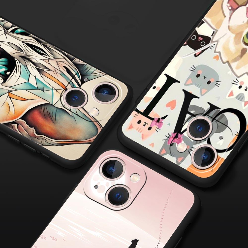 Abstract Creative Cat Line Pattern Phone Case Cover for iPhone 17 16 15 14 13 12 11 Pro Max 17Air Plus Shockproof Soft TPU Shell