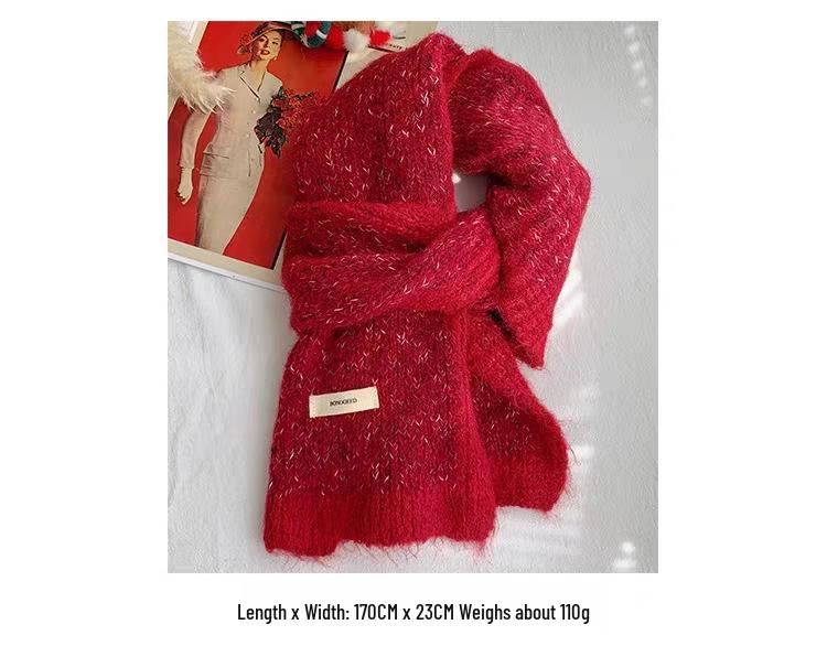 Women's High-End Blue Wool Scarf: Versatile Winter Fashion, Warm Snood, Korean Style Trend