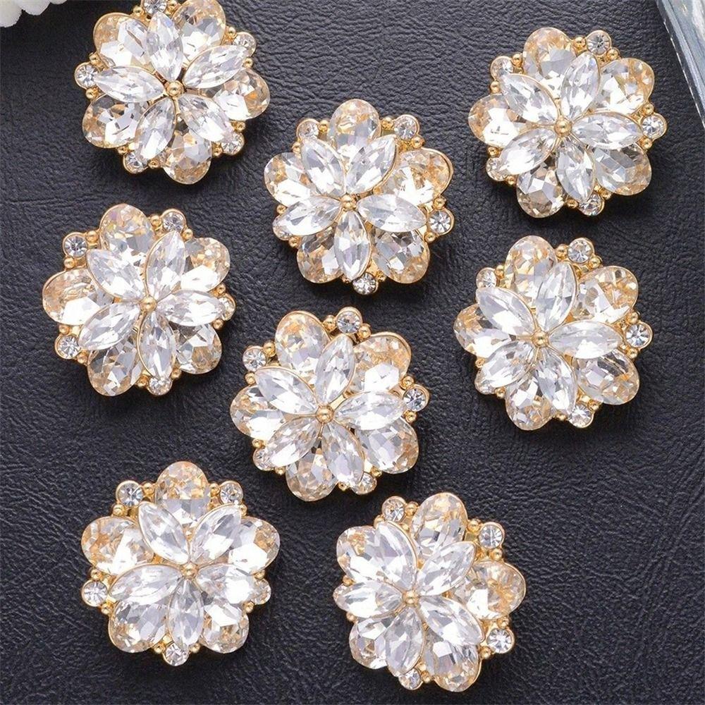 2pcs Diamond Embedded Decorative Buttons Metal Alloy Diamond Layered Buttons  Fur Coat Handmade DIY