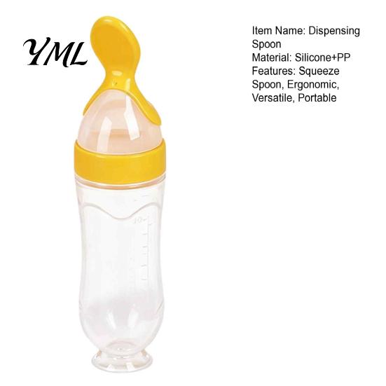 Toddler Feeding Accessories Baby Silicone Squeeze Spoon, Single-handed Rice Cereal Bottle with Heat Resistant Spoon Flow Control, Easy Clean