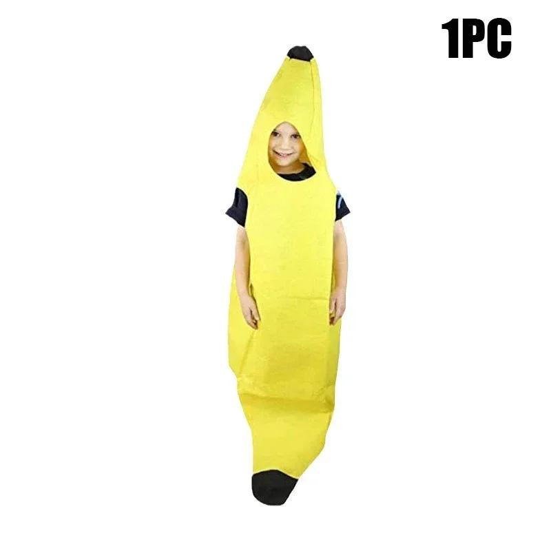 Kids Halloween Banana Costume Fruit Outfit Stage Performance Clothes Parent Child Matching Kindergarten Role Play Decoration