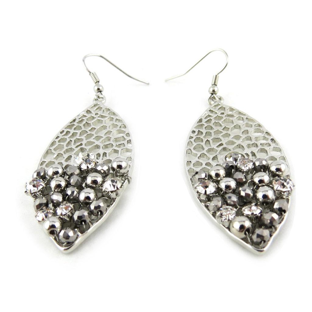 Les Trésors De Lily [N0734] - Silver Gray 'Sissi' Designer Earrings