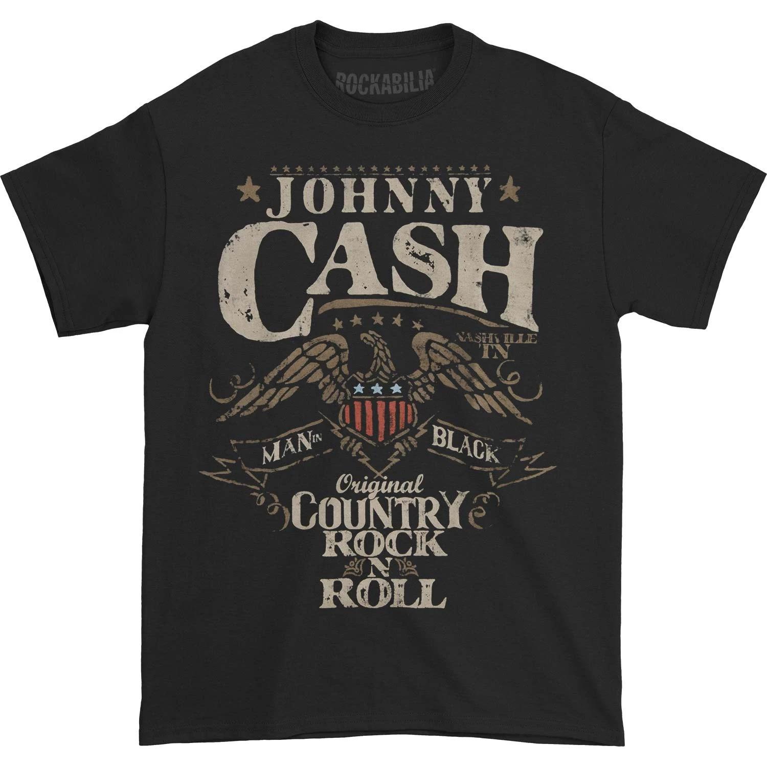 Men s Johnny Cash Country Rock n Roll T-shirt Small Black XXXXL