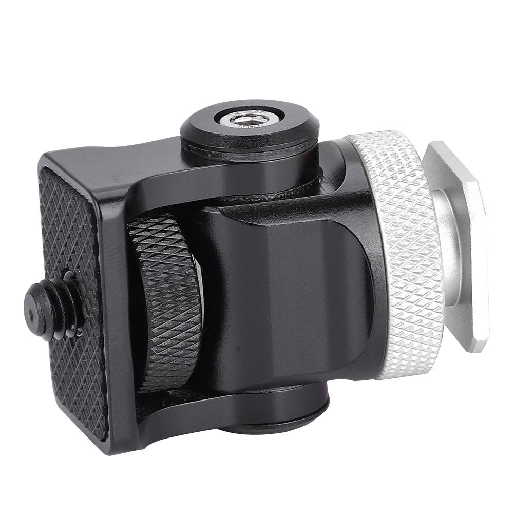 Blixtsko Fäste Monitor Blixt Mikrofonhållare 1/4in Skruv Kamerahållare Ställ Fäste (Svart silver)