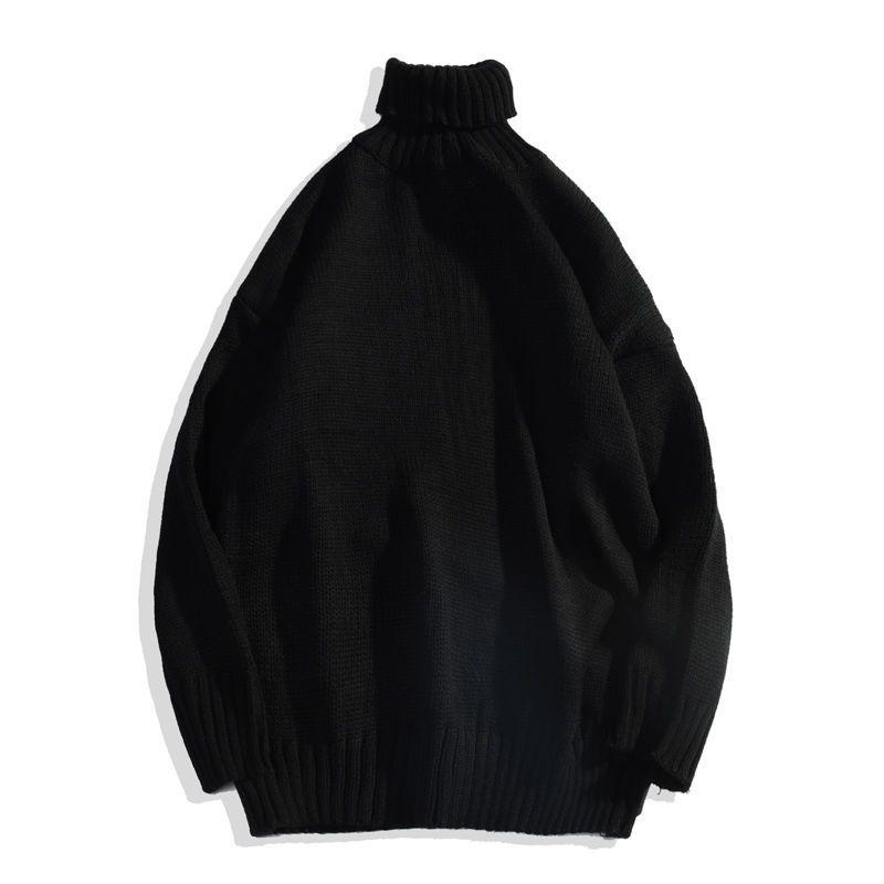 Men s Korean-Style High Neck Loose Solid Knit Sweater - Trendy Autumn/Winter M (Height 165-170cm)