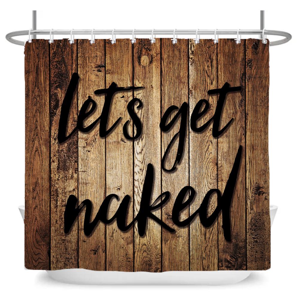 Rustic Shower Curtain, Vintage Vertical Wood Planks Distressed Rustic Hardwood Design,Fabric Bathroom Curtain Decor with Hooks