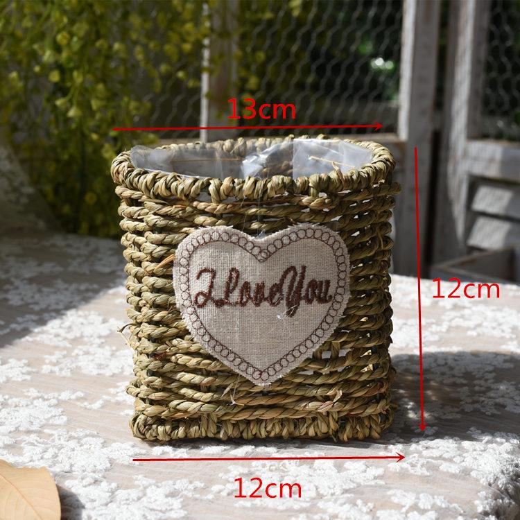 Pastorale Scandinavische Geweven Bloemmand Handtas voor Droogbloemenarrangement en Succulentenpot