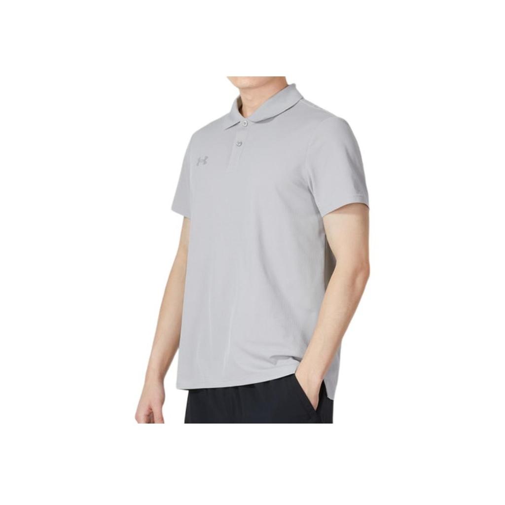 Under Armour Solid Color Breathable Straight Cut Short Sleeve Polo Shirt Men Polo Shirts Gray 23500507-011