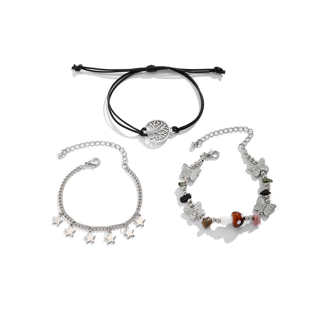 Accessories, Ethnic Style Mushroom Butterfly Multi-bracelet Set, Retro Tree of Life Star Jewelry